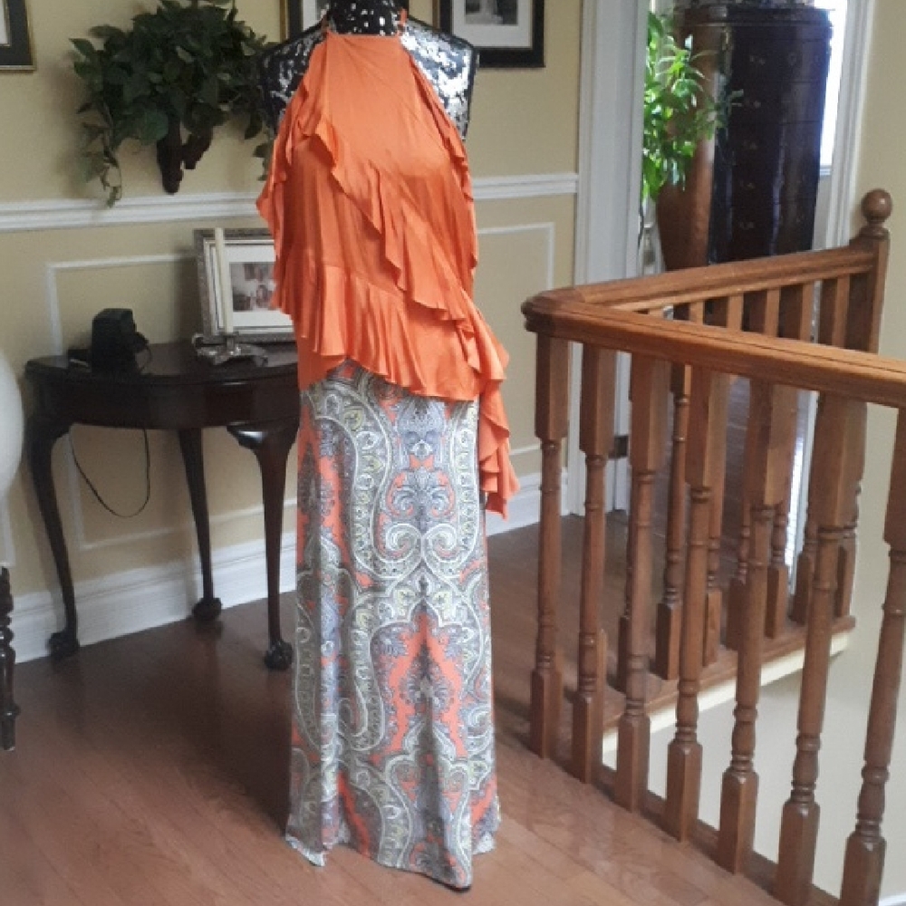 Zara Orange Ruffled Top - Picture 3 of 7